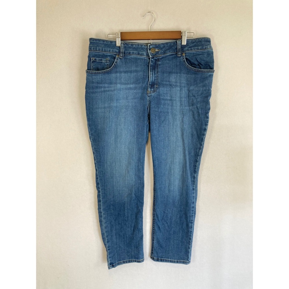 Classic Lee Womens 16W Petite Blue Medium Wash Straight Leg Stretch Denim‎ Jeans